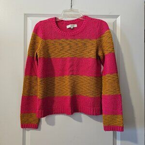 Loft Pink and Mustard striped sweater